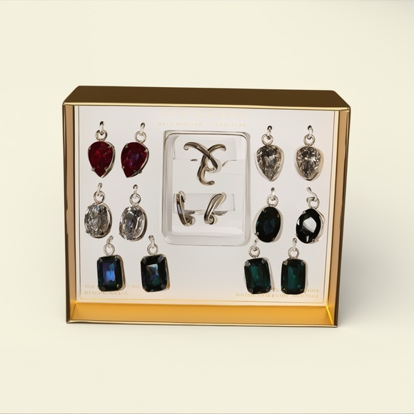 Unwritten Gold Earring Set with Vibrant Stones - Picture 2 of 3